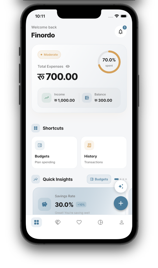 Finordo Personal Finance Mobile Application